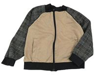 Hnedo-čierna prepínaci mikina s kockovanymi rukávy Matalan