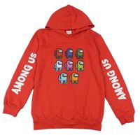 Červená ľahká mikina s Among Us a kapucňou