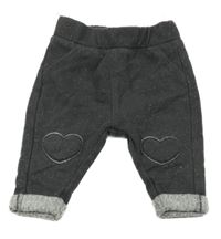 Tmavosivé trblietavé tepláky so srdiečkami C&A