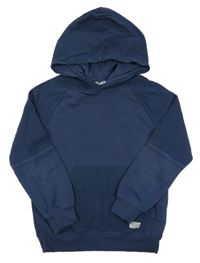 Tmavomodrá mikina s žebrováním a kapucňou H&M