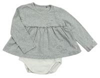 Šedé melírované triko s mraky a všitým body Belly Button