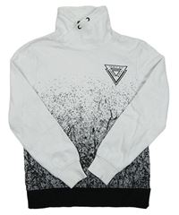 Bílá mikina se skvrnami a komínovým límcem H&M