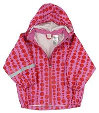 Ružovo-červená bodkovaná á nepromokavá bunda s kapucňou H&M