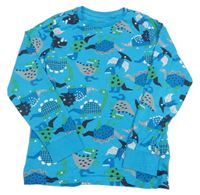 Modré pyžamové triko s dinosaury C&A