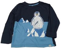 Tmavomodro-modré triko s tučňákem F&F