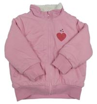 Ružová zateplená prepínaci mikina so srdcem zn. Lupilu