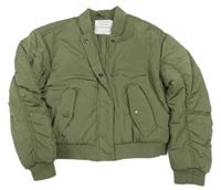 Khaki crop šušťáková zateplená bunda Primark