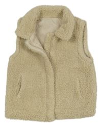 Svetlobéžová huňatá zateplená vesta Dunnes