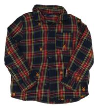 Tmavomodro-červeno-zelená kockovaná košeľa so sobmi Next