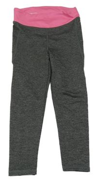 Tmavošedé sportovní legíny s růžovým pasem H&M