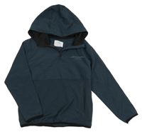 Tmavomodrá šusťáková lehká sportovní bunda s nápisem a kapucí Zara