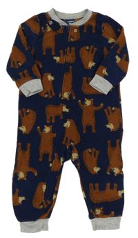 Tmavomodro-hnědý overal s medvědy Carter's