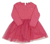 Růžové šaty s tylovou sukní a flitry E-Vie