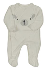 Biely zamatový overal s medvěďom F&F