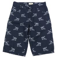 Tmavomodré plátěné kraťasy s krokodýly 