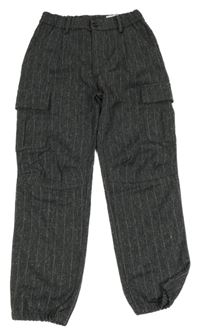 Tmavošedé vzorované cuff úpletové kalhoty s kapsami H&M