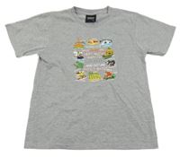 Šedé melírované tričko s potiskem 