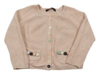 Svetloružový prepínaci ľahký sveter s vreckami s bambulkami George