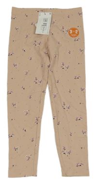 Nové - světlerůžové květované legíny M&S