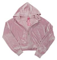 Nové - svetloružová zamatová prepínaci crop mikina s kapucňou River Island