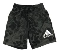 Černo-šedé vzorované sportovní funkční kraťasy s logem Adidas