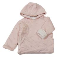 Světlerůžová vzorovaná zateplená zavinovací mikina s kapucí M&S