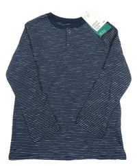 Nové - tmavomodré pruhované triko H&M