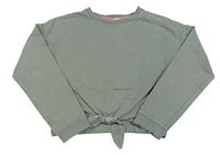 Khaki crop mikina s uzlom H&M