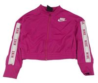 Růžová sportovní crop propínací mikina Nike