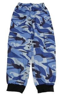 Modré šusťákové army cuff cargo kalhoty Shein