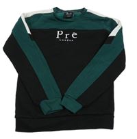 Čierno-zeleno-biela mikina s nápisom