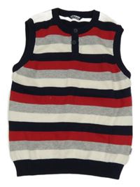 Tavomodro-červeno-sivo-biela pruhovaná svetrová vesta LC Waikiki