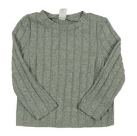 Zelené rebrované úpletové tričko Shein