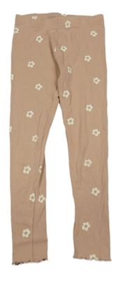 Růžové žebrované květované legíny George