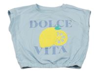 Svetlomodrá tepláková crop vesta s citronem Primark