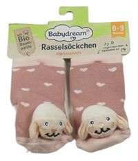 Nové - Starorůžovo-bílo-růžové ponožky s ovečkami 