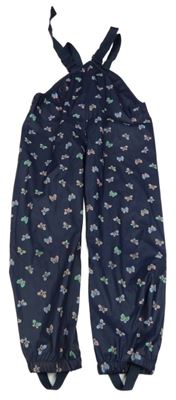 Tmavomodré vodeodolné na traké nohavice s motýlikmi Topolino