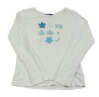 Biele tričko s 3D kvety Okaidi