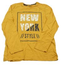 Horčicové tričko s nápisom Yigga