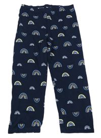 Tmavomodro-žlté crop legíny s duhami Topolino