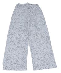 Bielo-svetlomodré kvetované palazzo nohavice H&M