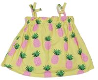 Žlto-ružový crop top s ananásmi