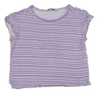Lila-bílo-černé pruhované crop tričko M&Co.
