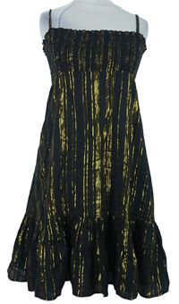 Dámské černo-zlaté proužkované žabičkové šaty H&M