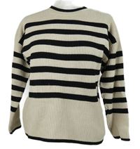 Dámský béžovo-černý pruhovaný žebrovaný svetr Primark 