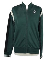 Pánská tmavozelená sportovní propínací mikina s pruhy GymKing 