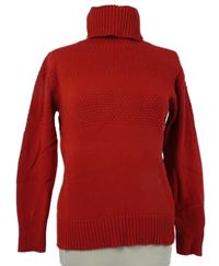 Dámský červený pruhovaný svetr s rolákem Bona Parte 