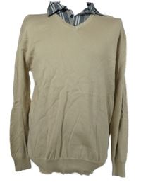 Nové - Pánsky béžový sveter s košeľovým golierikom Dunnes