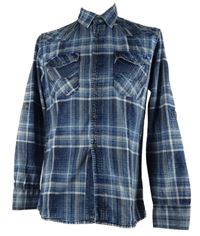 Pánská tmavomodrá kostkovaná slim fit košile Tom Tompson 