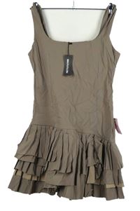 Nové - Dámské béžové elastické minišaty s volánikmi PrettyLittle Thing